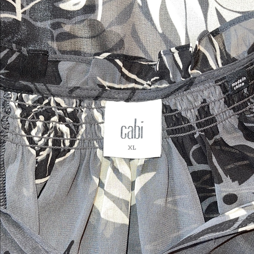 CAbi Aloha Black Long Sleeve Sheer Ruffled Blouse - Picture 3 of 16
